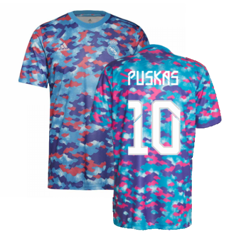 Real Madrid 2021-2022 Pre-Match Training Shirt (Pink) (PUSKAS 10)