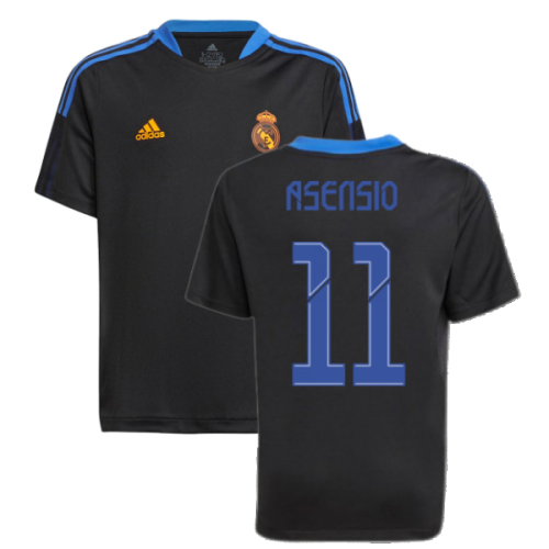 Real Madrid 2021-2022 Training Shirt (Black) - Kids (ASENSIO 11)