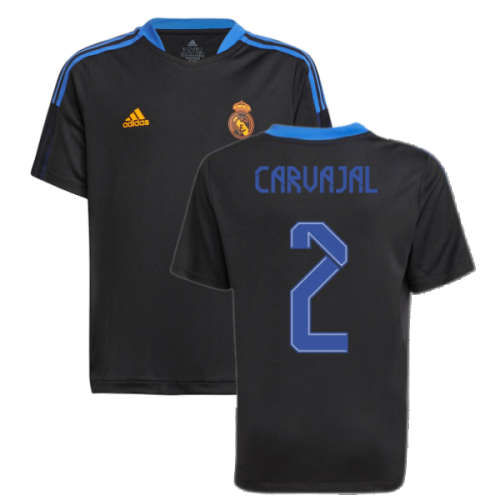 Real Madrid 2021-2022 Training Shirt (Black) - Kids (CARVAJAL 2)