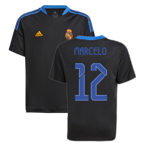 Real Madrid 2021-2022 Training Shirt (Black) - Kids (MARCELO 12)