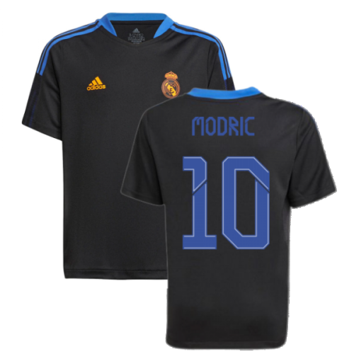 Real Madrid 2021-2022 Training Shirt (Black) - Kids (MODRIC 10)