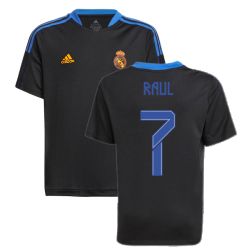 Real Madrid 2021-2022 Training Shirt (Black) - Kids (RAUL 7)