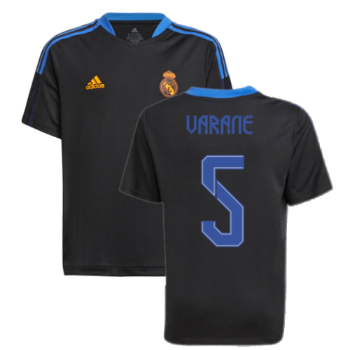 Real Madrid 2021-2022 Training Shirt (Black) - Kids (VARANE 5)