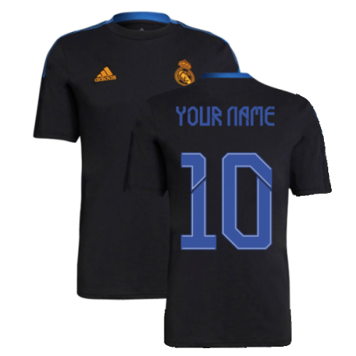 Real Madrid 2021-2022 Training Tee (Black) (Your Name)