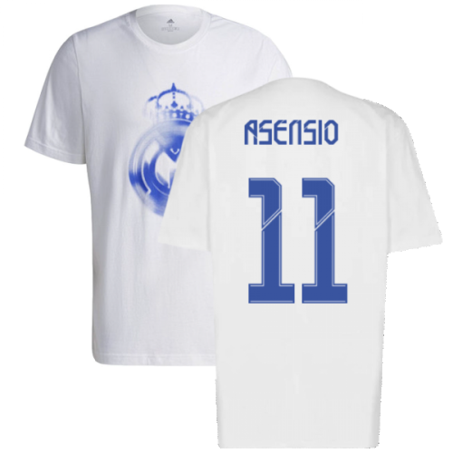 Real Madrid 2021-2022 Training Tee (White-Blue) (ASENSIO 11)