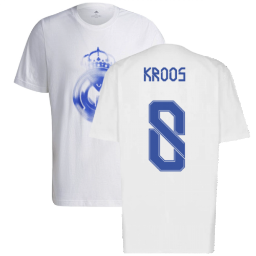 Real Madrid 2021-2022 Training Tee (White-Blue) (KROOS 8)