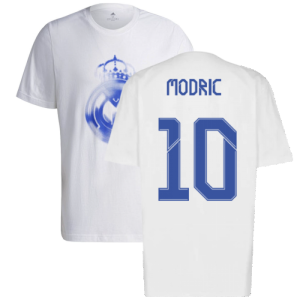 Real Madrid 2021-2022 Training Tee (White-Blue) (MODRIC 10)