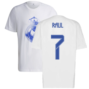 Real Madrid 2021-2022 Training Tee (White-Blue) (RAUL 7)