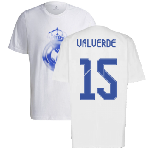 Real Madrid 2021-2022 Training Tee (White-Blue) (VALVERDE 15)