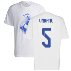 Real Madrid 2021-2022 Training Tee (White-Blue) (VARANE 5)