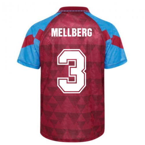 Score Draw Aston Villa 1990 Retro Football Shirt (Mellberg 3)