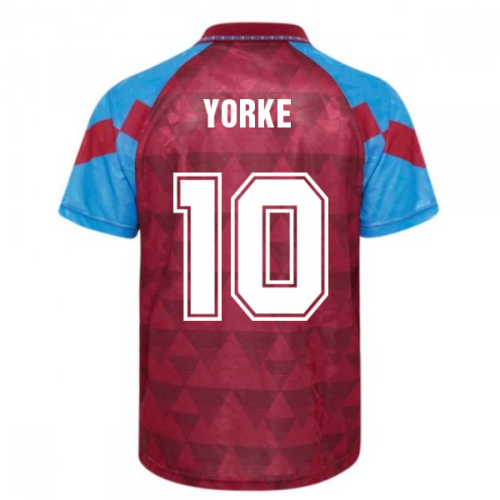 Score Draw Aston Villa 1990 Retro Football Shirt (Yorke 10)