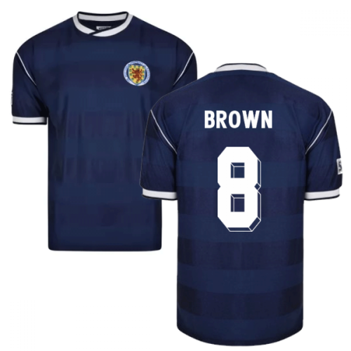 Score Draw Scotland 1986 Retro Football Shirt (Brown 8)