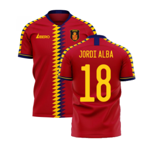 Spain 2024-2025 Home Concept Football Kit (Libero) (JORDI ALBA 18)