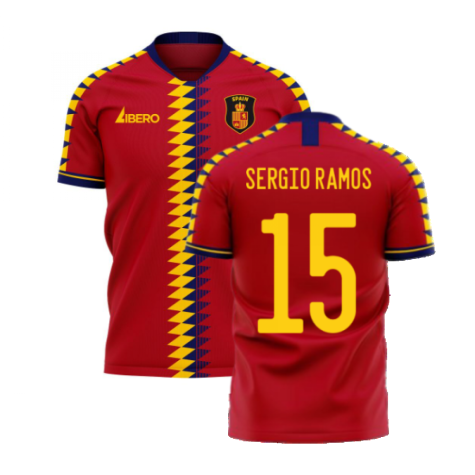 Spain 2024-2025 Home Concept Football Kit (Libero) (SERGIO RAMOS 15)