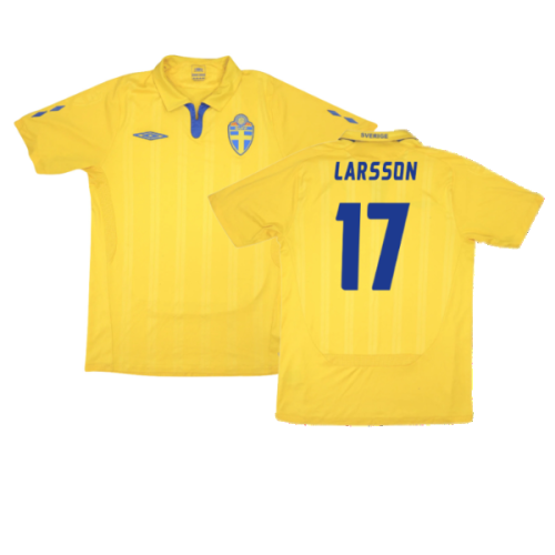 Sweden 2009-10 Home Shirt ((Excellent) XL) (Larsson 17)