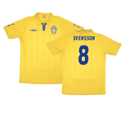 Sweden 2009-10 Home Shirt ((Excellent) XL) (Svensson 8)