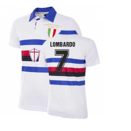 U. C. Sampdoria 1991 - 92 Away Retro Football Shirt (LOMBARDO 7)