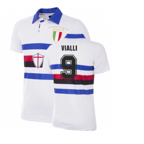 U. C. Sampdoria 1991 - 92 Away Retro Football Shirt (VIALLI 9)