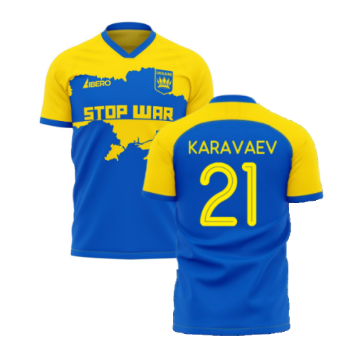 Ukraine Stop War Concept Football Kit (Libero) - Blue (KARAVAEV 21)