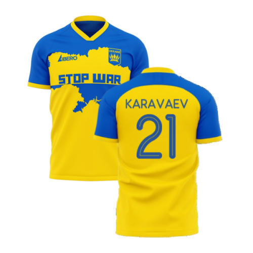 Ukraine Stop War Concept Football Kit (Libero) - Yellow (KARAVAEV 21)