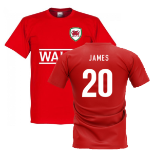 Wales Football Team T-Shirt - Red (JAMES 20)