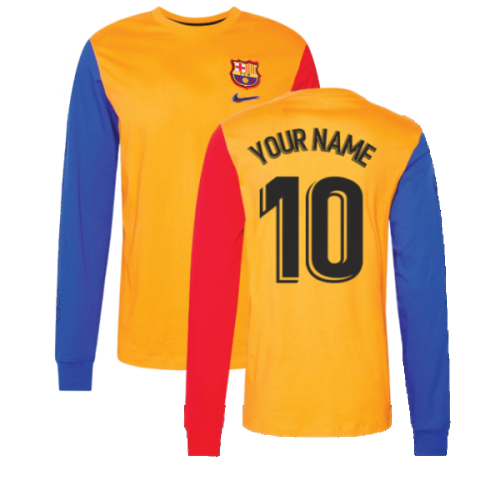 2021-2022 Barcelona LS Ignite Tee (Vivid Orange) (Your Name)