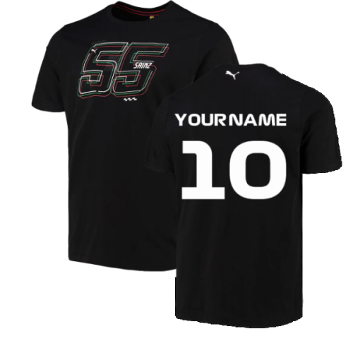 2022 Ferrari Fanwear Drivers Tee Sainz (Black) (Your Name)