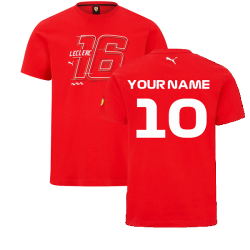 2022 Ferrari Fanwear Drivers Tee Charles Leclerc (Red) (Your Name)