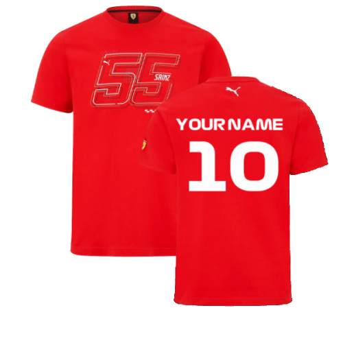 2022 Ferrari Fanwear Drivers Tee Carlos Sainz (Red) (Your Name)