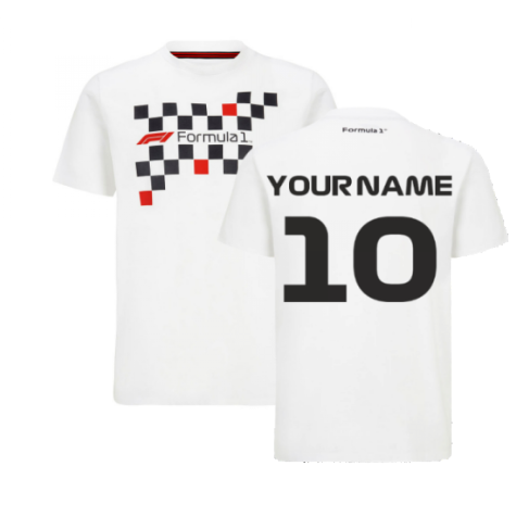 2022 Formula 1 F1 Flag Graphic Tee (White) (Your Name)