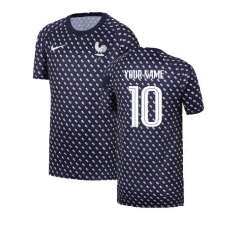 2022-2023 France Pre-Match Training Shirt (Navy) - Kids (Your Name)