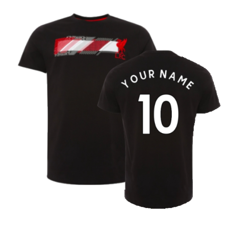 Liverpool Black Raised Embroidery Print Tee (Your Name)