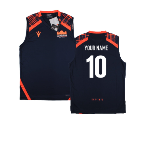 2022-2023 Edinburgh Rugby Sleeveless Gym Shirt (Navy) (Your Name)