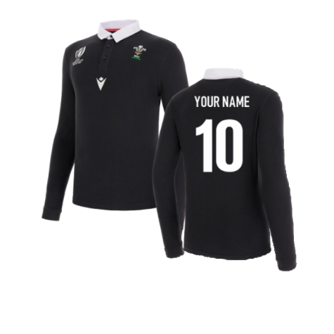 Wales RWC 2023 Rugby LS Jersey (Black) (Your Name)