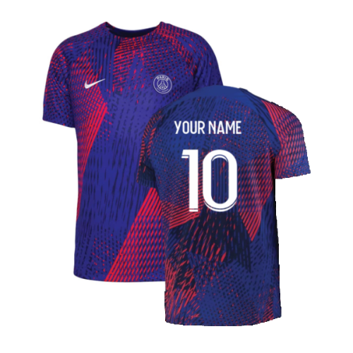 2022-2023 PSG Pre-Match Training Shirt (Blue) - Kids (Your Name)