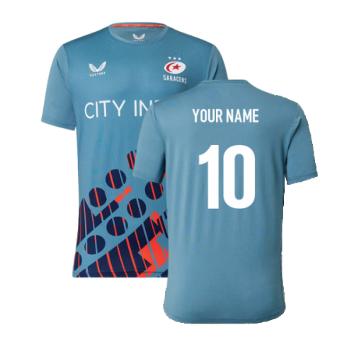 2022-2023 Saracens SS Training Tee (Bluestone) (Your Name)