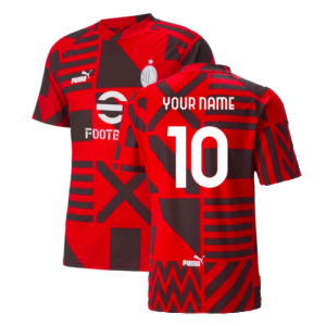 2022-2023 AC Milan Pre-Match Jersey (Black-Red) - Kids (Your Name)