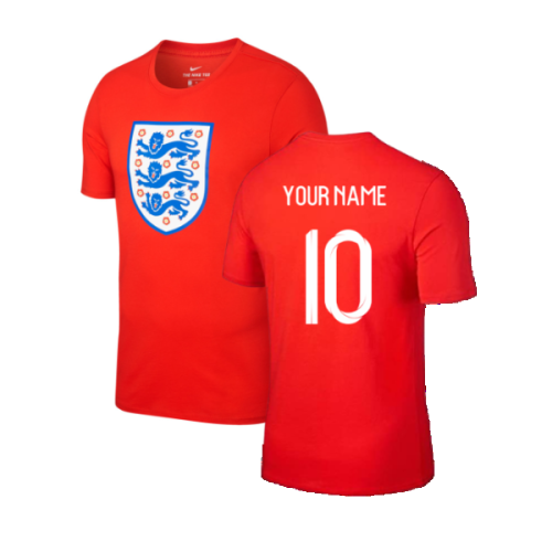 2018-2019 England Evergreen Crest Tee (Red) (Your Name)