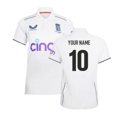 2023 England Test Replica Short Sleeve Jersey (Kids) (Your Name)