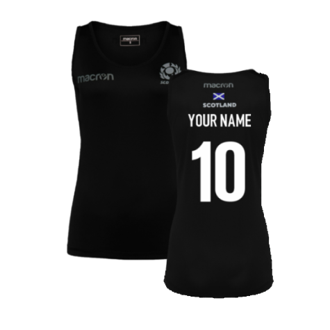 2023-2024 Scotland Rugby Training Singlet (Black) - Ladies (Your Name)