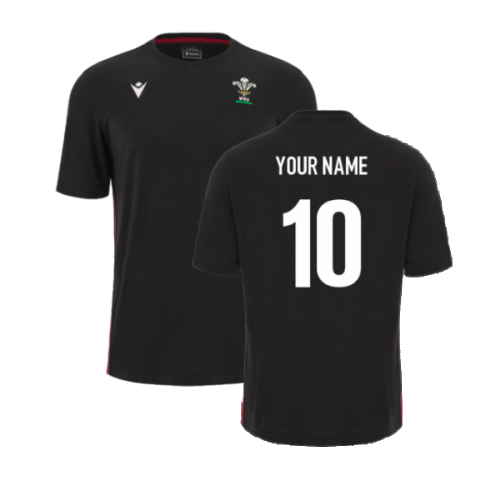 2023-2024 Wales Rugby Travel Cotton Shirt (Black) (Your Name)