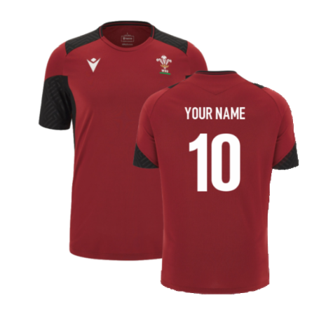 2023-2024 Wales Rugby Training Gym T-Shirt (Red) (Your Name)