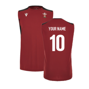 2023-2024 Wales Rugby Sleeveless Training Vest (Red) (Your Name)