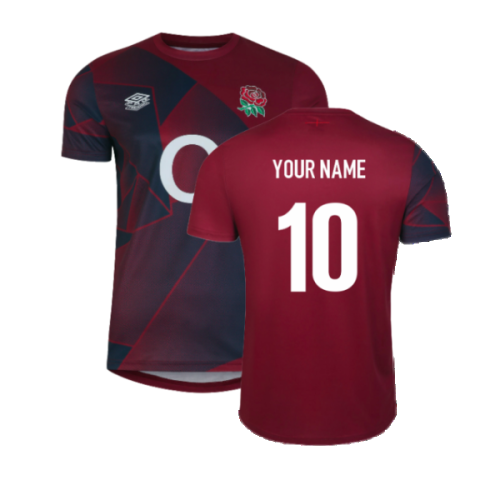 2023-2024 England Rugby Warm Up Jersey (Tibetan Red) - Kids (Your Name)