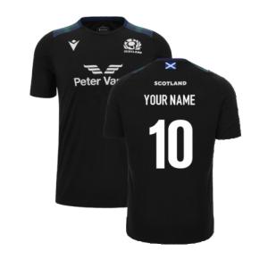 2023-2024 Scotland Rugby Training Gym Tee (Black) (Your Name)