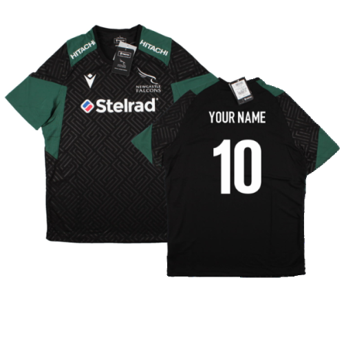 2023-2024 Newcastle Falcons Light Training T-Shirt (Black) (Your Name)