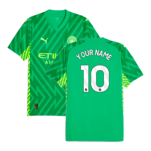 2023-2024 Man City Goalkeeper Shirt (Green) - Kids (Your Name)