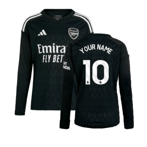 2023-2024 Arsenal Home Goalkeeper Shirt (Black) - Kids (Your Name)