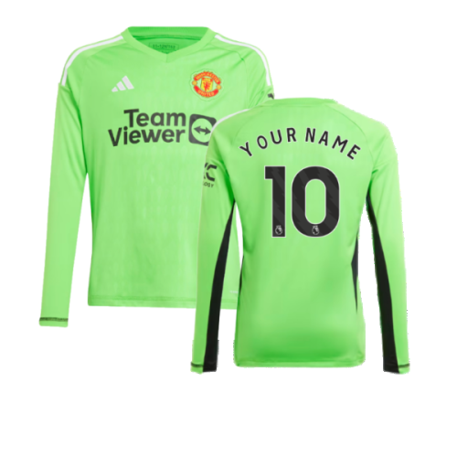 2023-2024 Man Utd Home Goalkeeper Shirt (Solar Green) - Kids (Your Name)